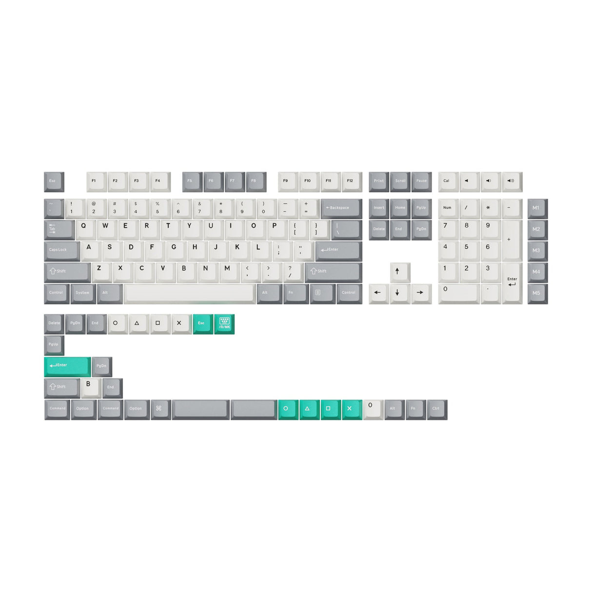Juego completo de teclas PBT de doble disparo con perfil de cereza: rojo Dolch, gris blanco menta, azul negro amarillo