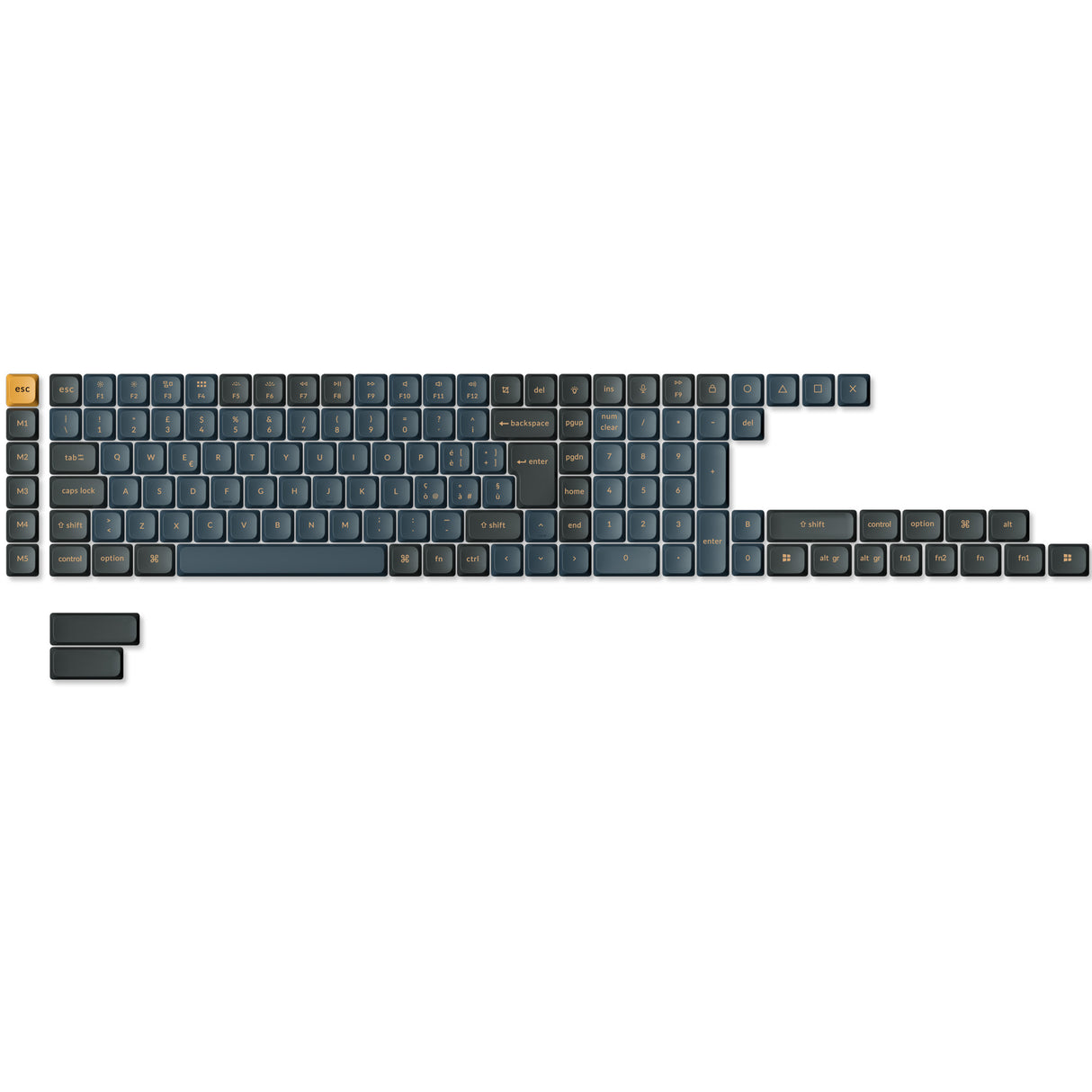 Juego completo de teclas ISO de perfil bajo, PBT y sublimación de tinta, con distribución LSA