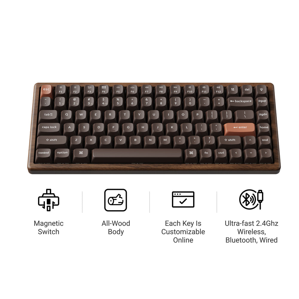 Teclado personalizado Keychron K2 HE Wireless Magnetic Switch (Edición especial de madera maciza)