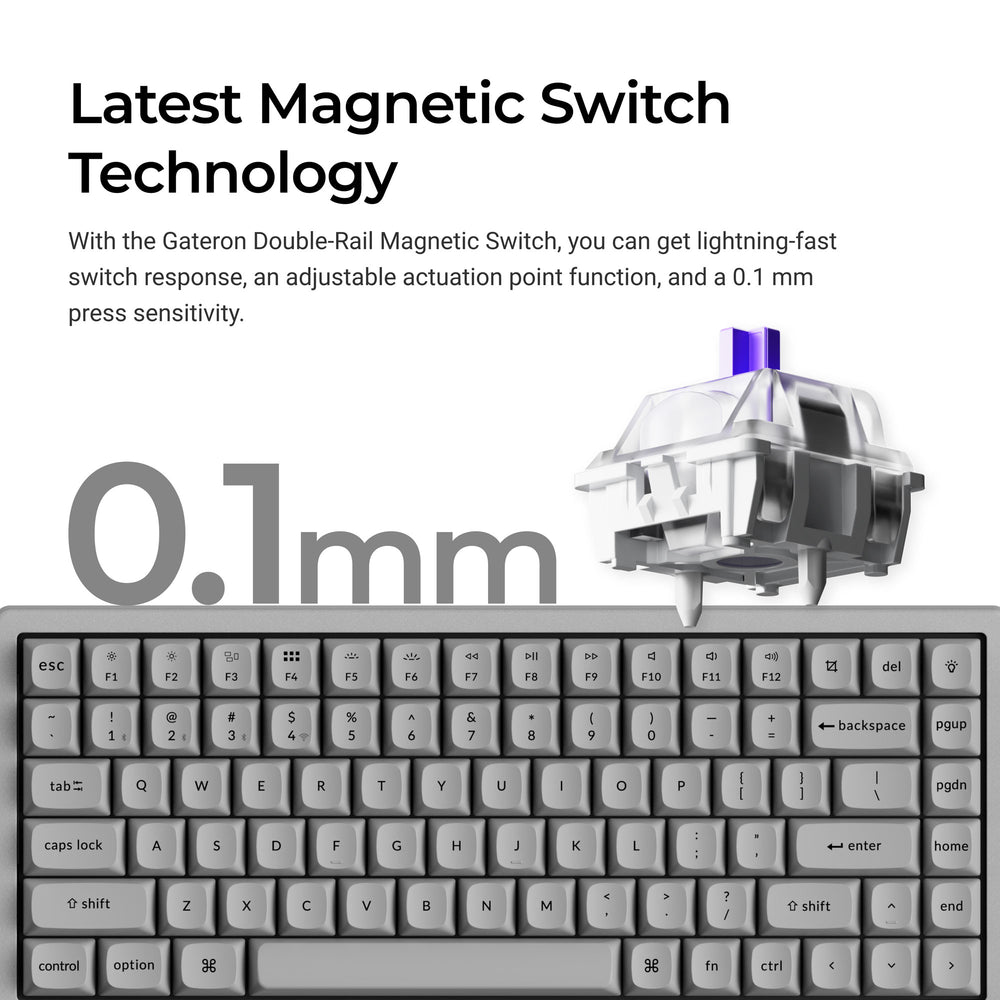 Keychron K2 HE Wireless Magnetic Switch Custom Keyboard - Concrete Edition(US ANSI Layout)