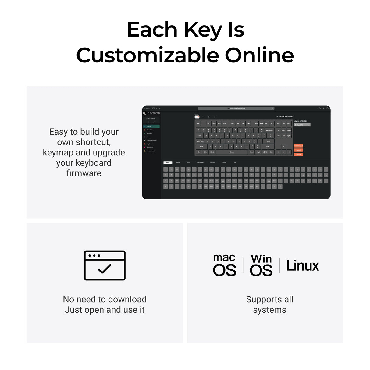 Keychron C1 Pro 8K QMK Wired Custom Mechanical Keyboard ISO Layout Collection