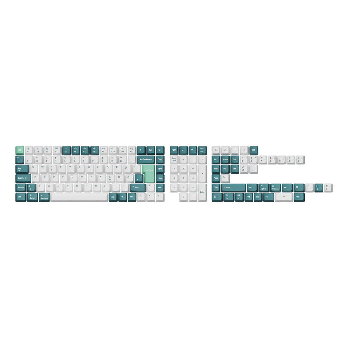 Juego completo de teclas ISO OEM Dye-Sub PBT - Menta blanca