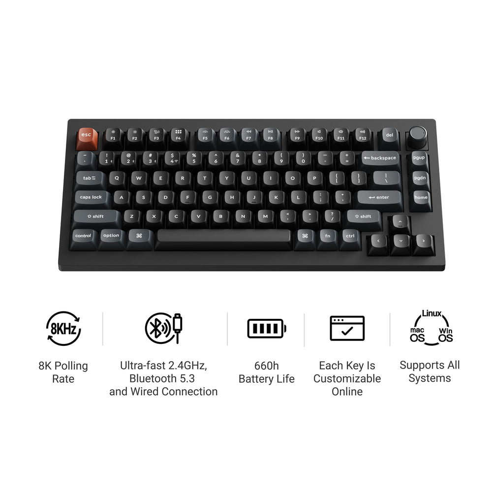 Teclado Mecánico Personalizado Inalámbrico Keychron V1 Ultra 8K (Layout US ANSI)
