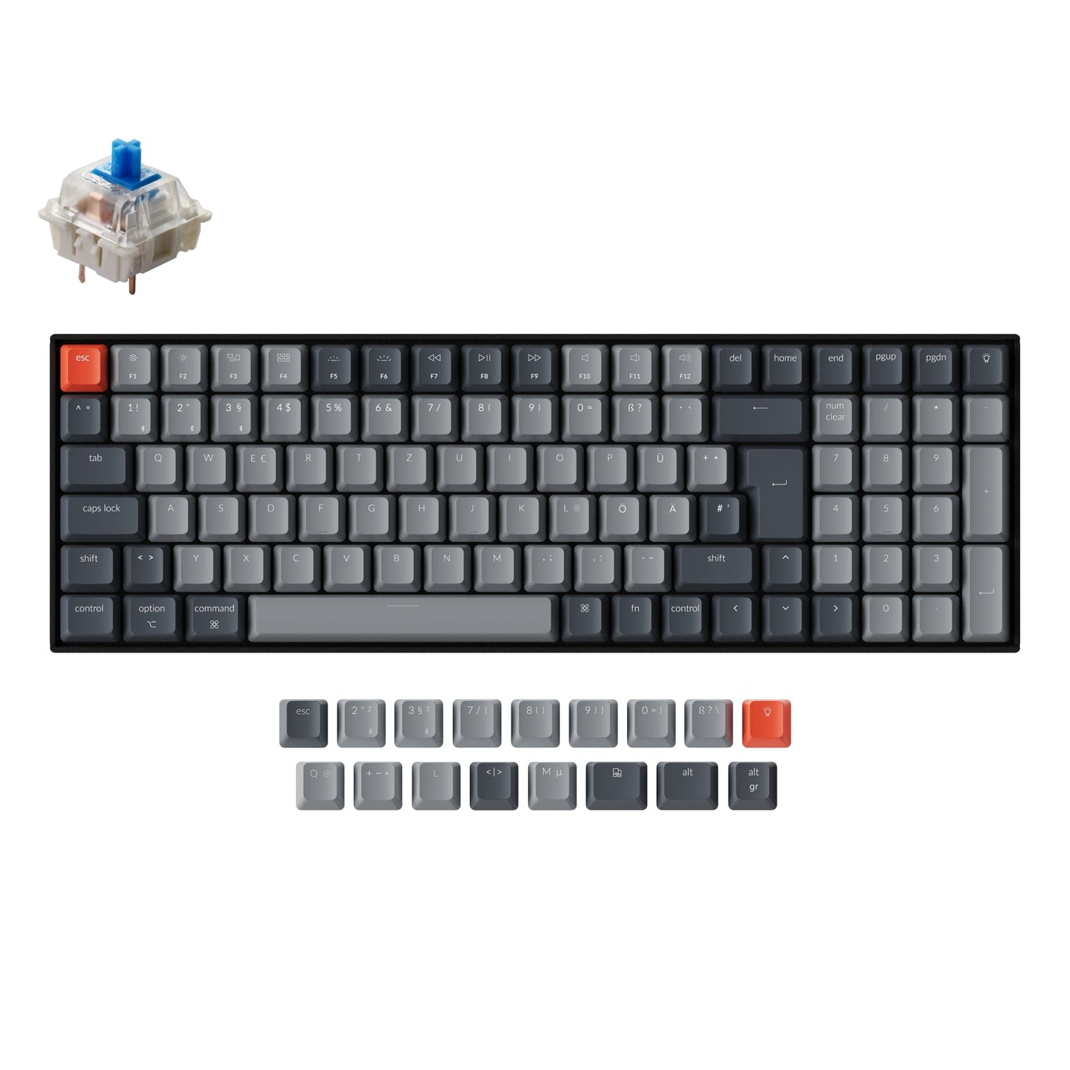 Teclado mecánico inalámbrico Keychron K4 (diseño ISO-DE alemán) - Versión 2