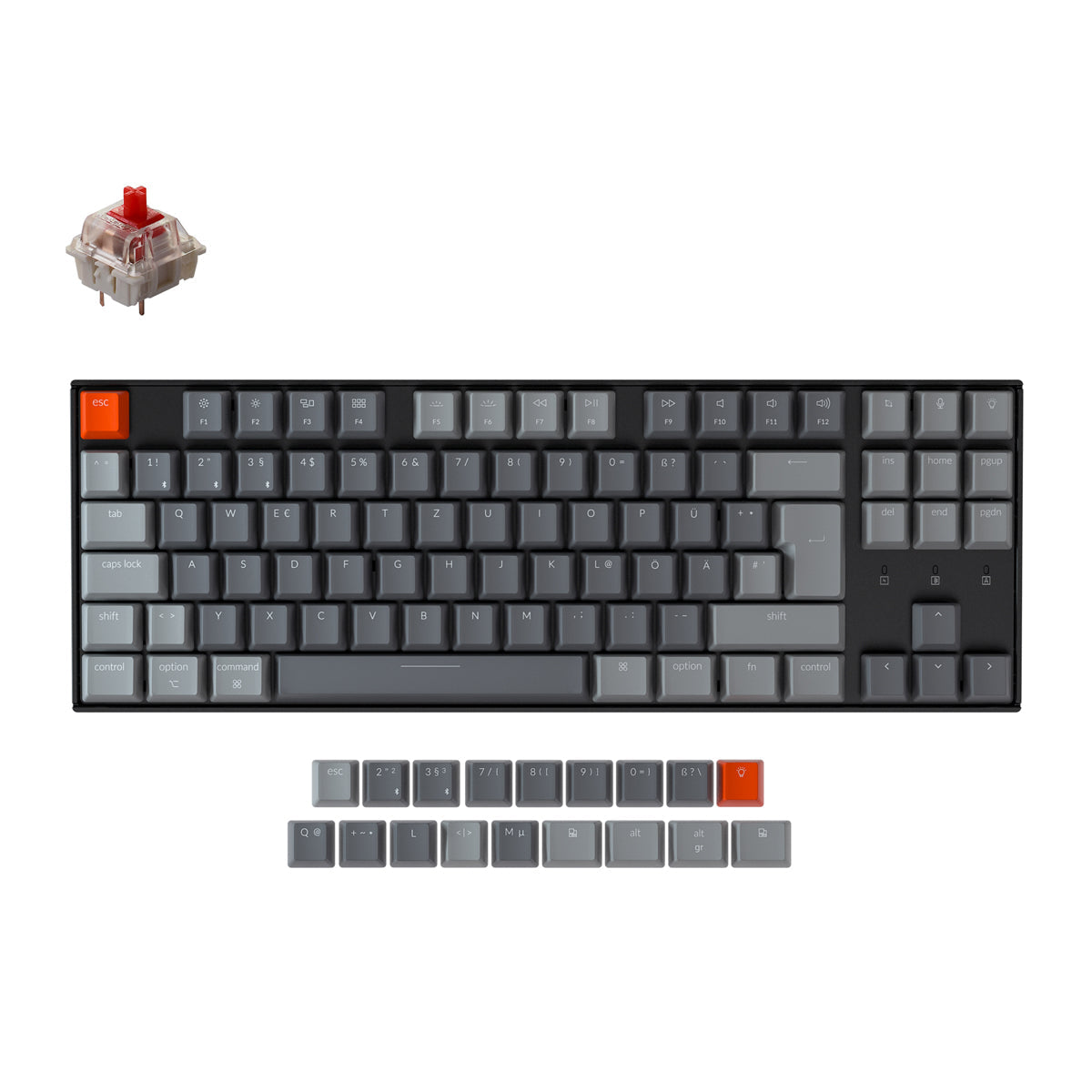 Teclado mecánico inalámbrico Keychron K8 (diseño ISO-DE alemán)