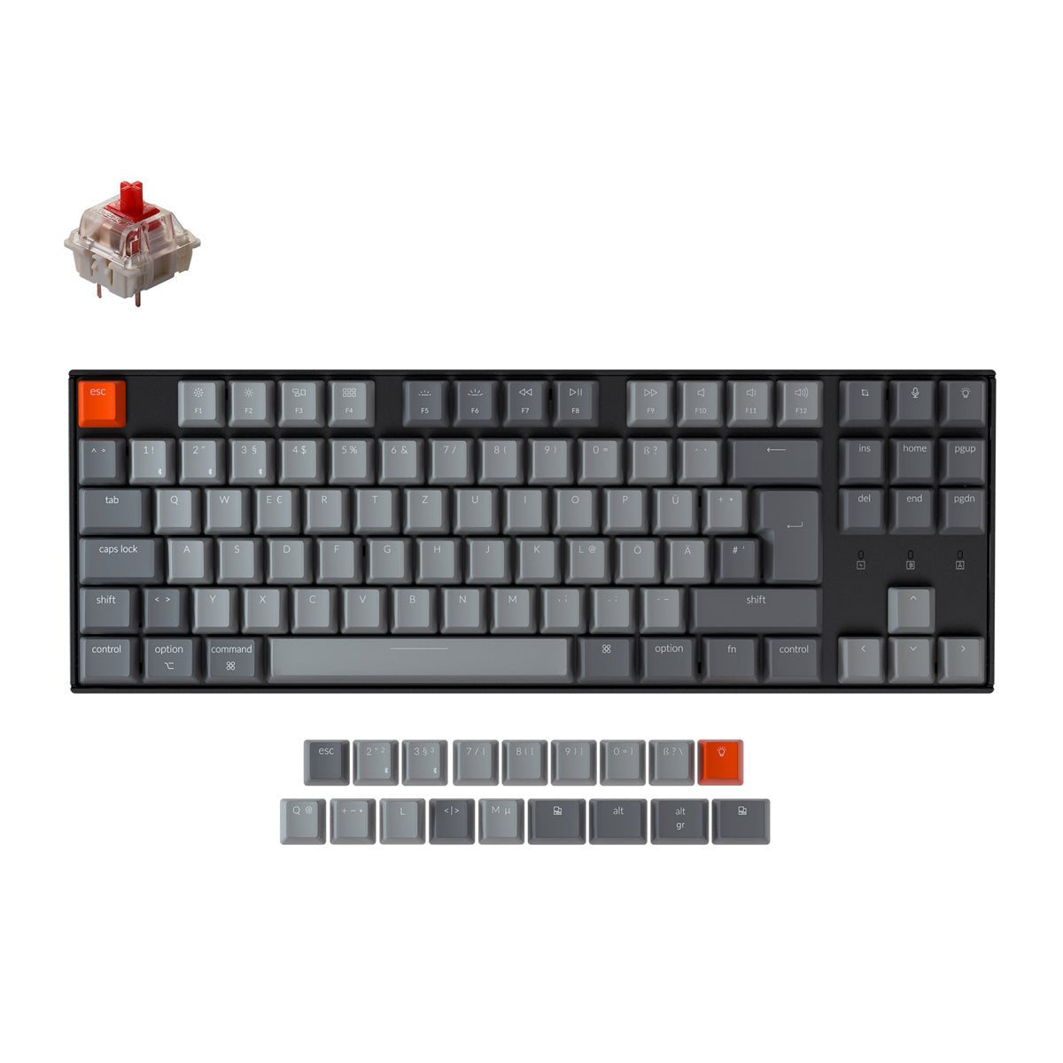 Teclado mecánico inalámbrico Keychron K8 (diseño ISO-DE alemán)