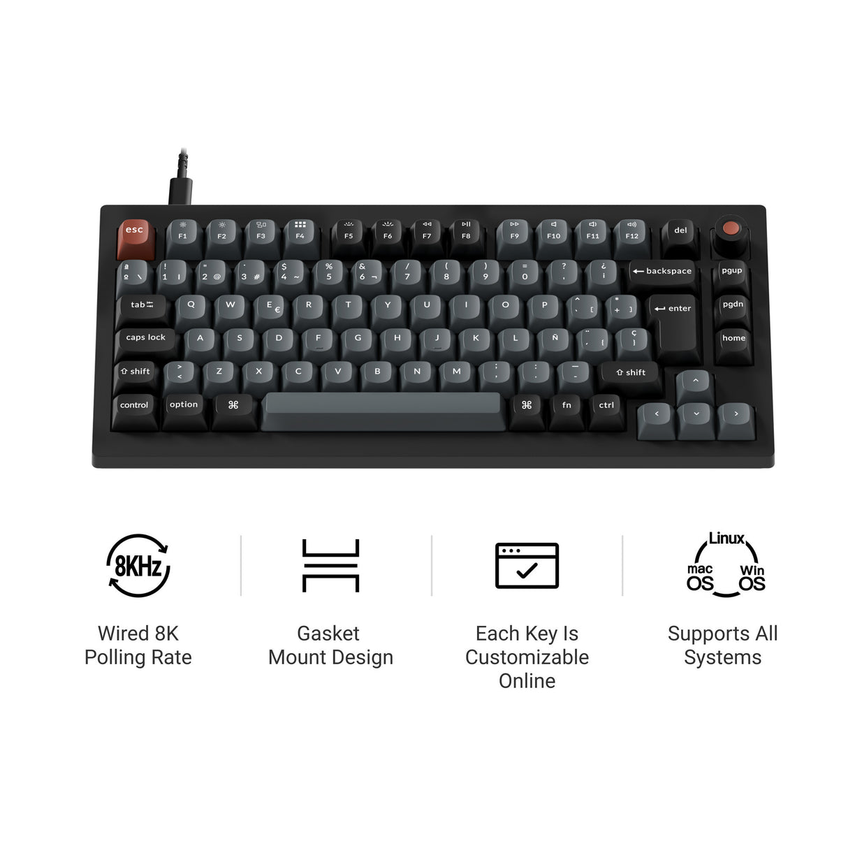 Keychron V1 8K QMK Wired Custom Mechanical Keyboard ISO Layout Collection