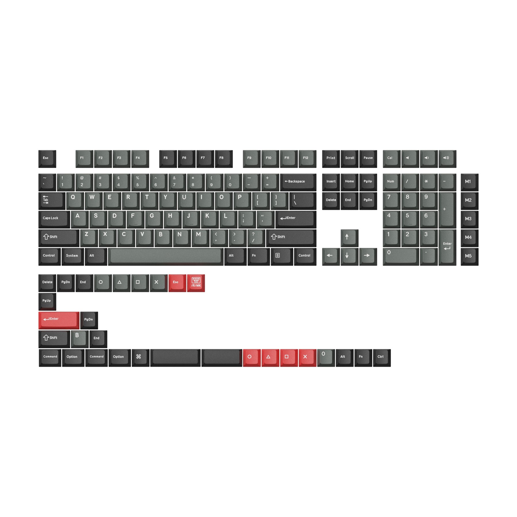 Juego completo de teclas PBT de doble disparo con perfil de cereza: rojo Dolch, gris blanco menta, azul negro amarillo
