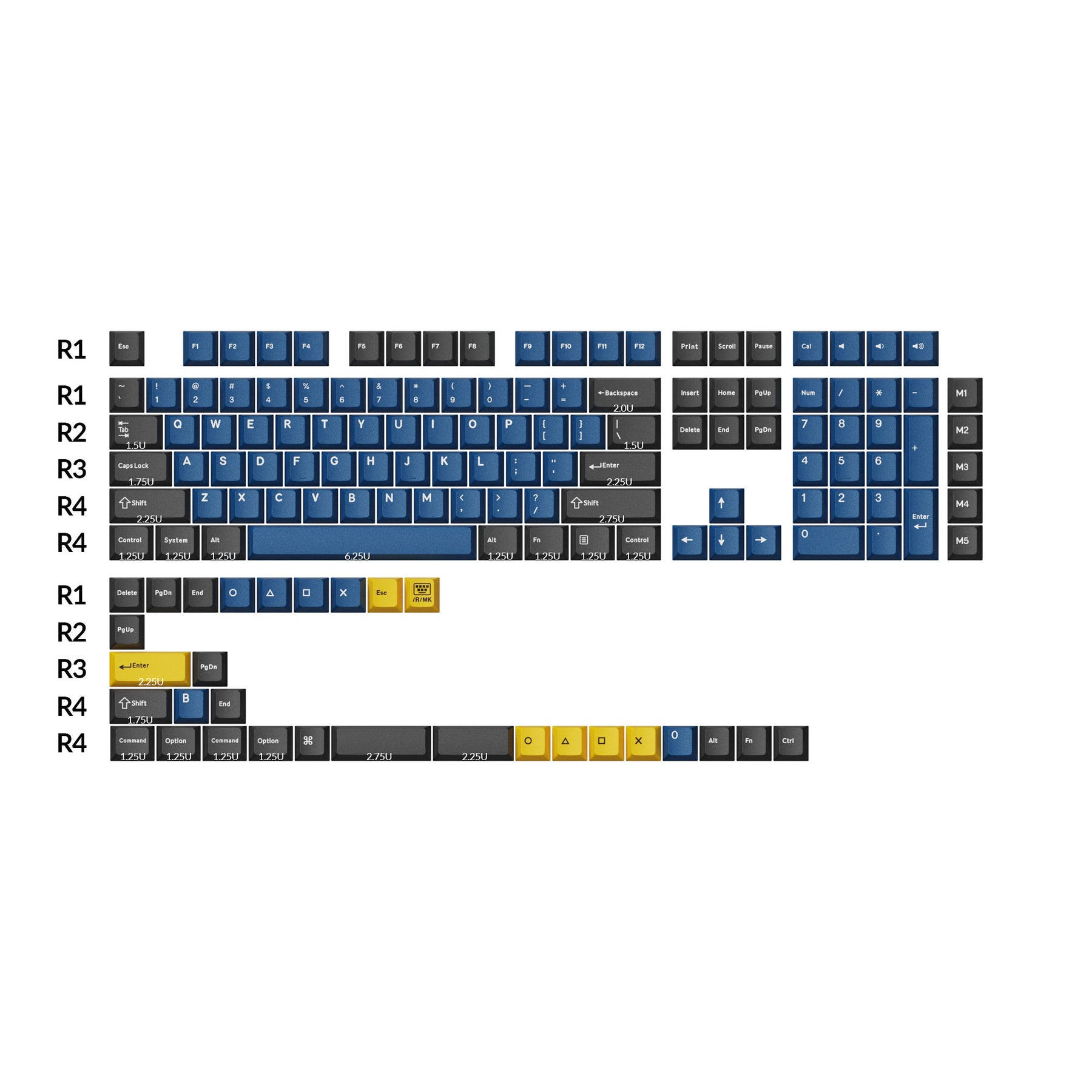 Juego completo de teclas PBT de doble disparo con perfil de cereza: rojo Dolch, gris blanco menta, azul negro amarillo