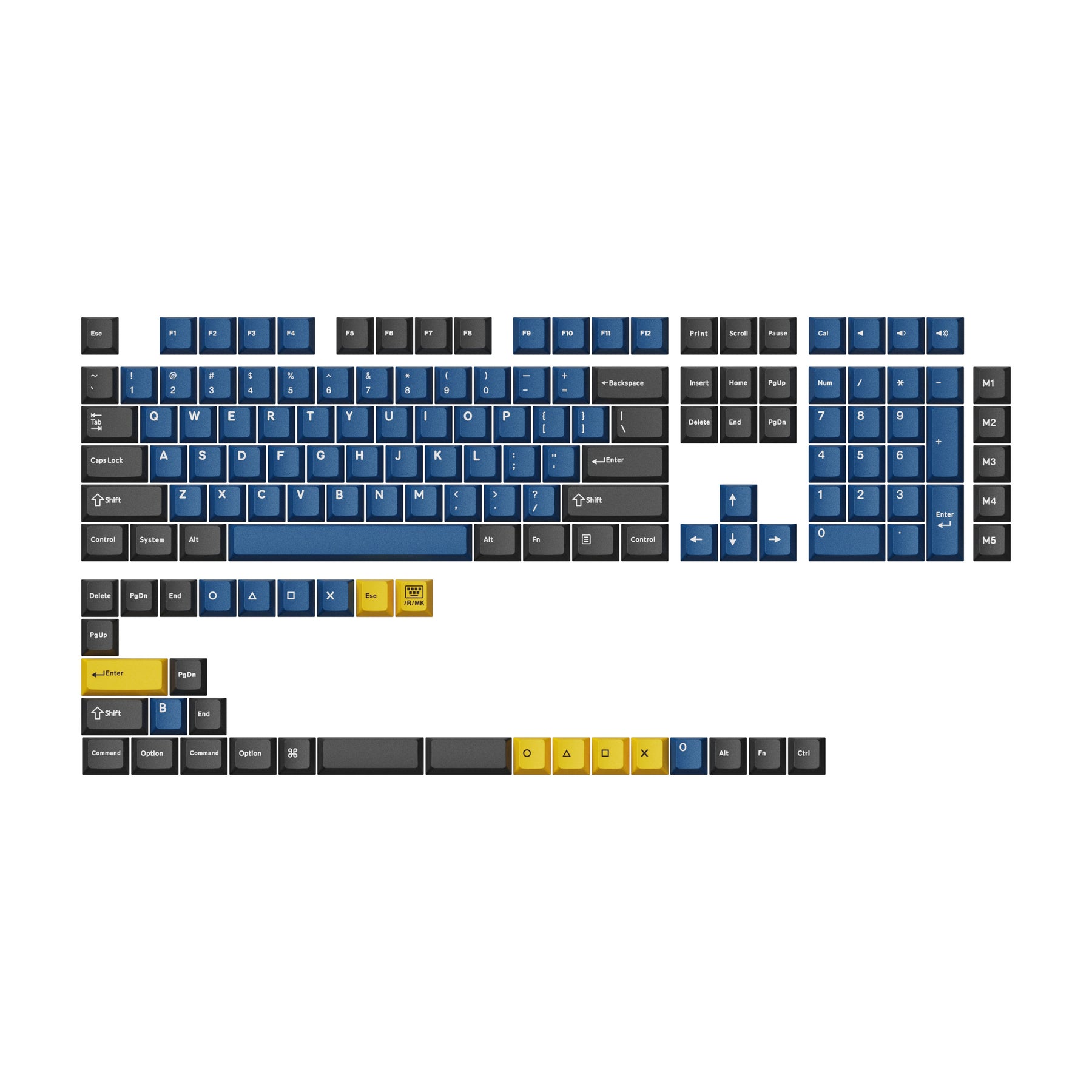Juego completo de teclas PBT de doble disparo con perfil de cereza: rojo Dolch, gris blanco menta, azul negro amarillo