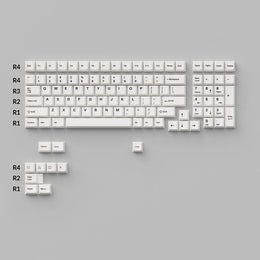Double - Shot PBT Full Set Keycaps - Black on White - Bow