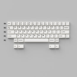 Double - Shot PBT Full Set Keycaps - Black on White - Bow