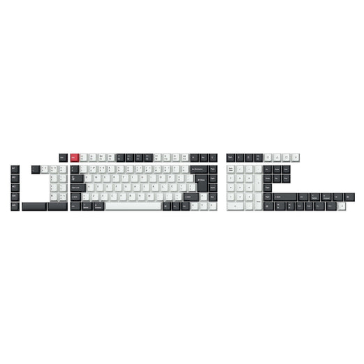 ISO Layout Cherry Profile Dye-Sub PBT Full Keycap Set - Black and White
