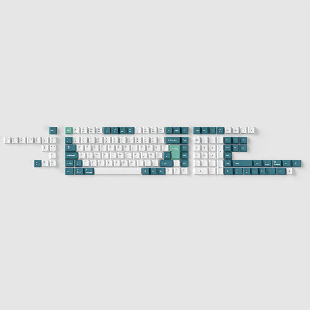 Juego completo de teclas ISO Cherry Profile Dye-Sub PBT - Menta blanca