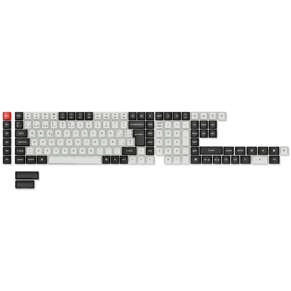 Juego completo de teclas PBT OSA con perfil de sublimación, Layout ISO: blanco y negro