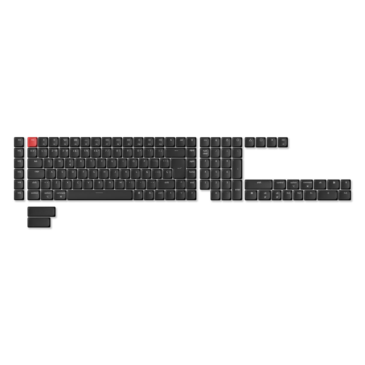 Black keyboard keys on a white background