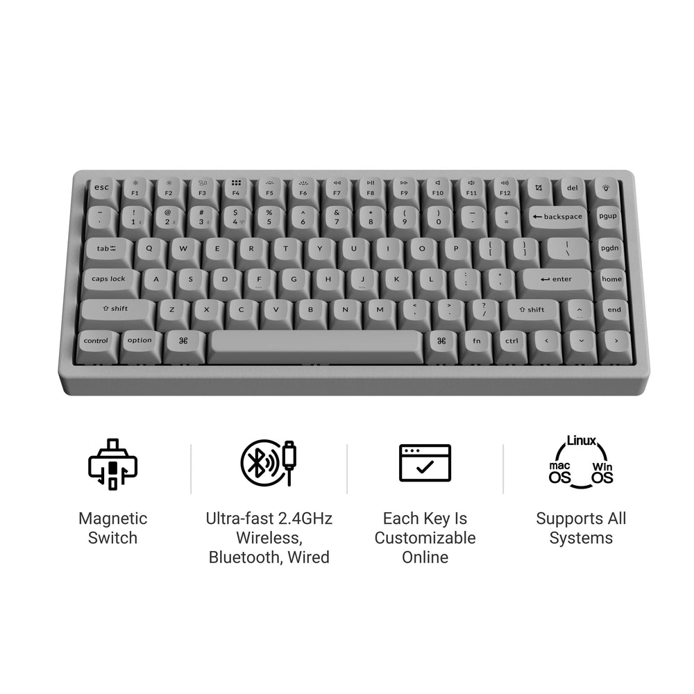 Keychron K2 HE Wireless Magnetic Switch Custom Keyboard - Concrete Edition(US ANSI Layout)