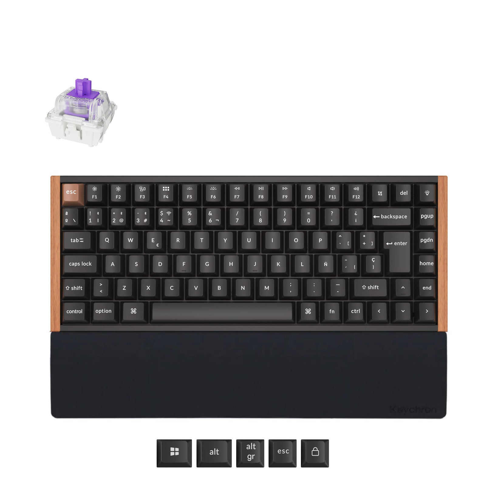 Combo: Keychron K2 HE Custom Wireless Keyboard ISO Layout + Silicone Palm Rest