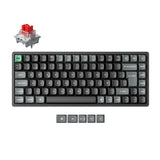 Mechanical keyboard with a red switch on a white background