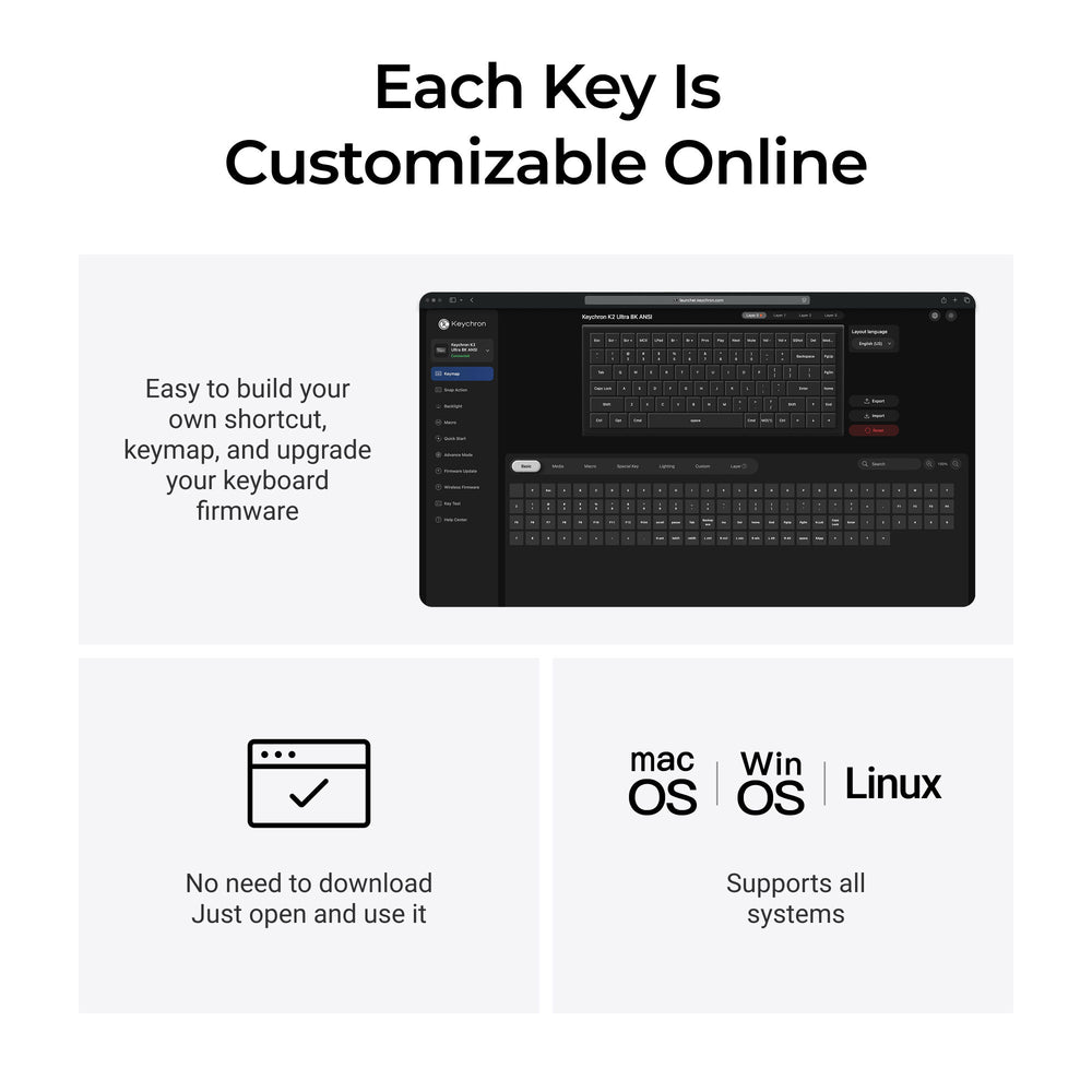 Teclado mecánico personalizado inalámbrico ultraligero 8K Keychron K10 Colección Layout ISO  