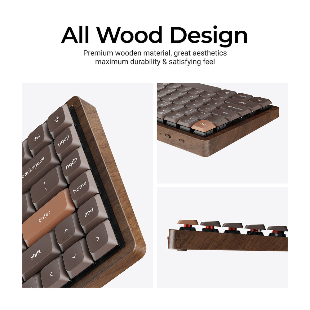 Keychron K3 Max QMK Wireless Custom Mechanical Keyboard - All-Wood Special Edition(US ANSI Keyboard)