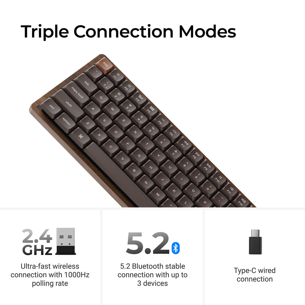 Keychron K3 Max QMK Wireless Custom Mechanical Keyboard - All-Wood Special Edition(US ANSI Keyboard)