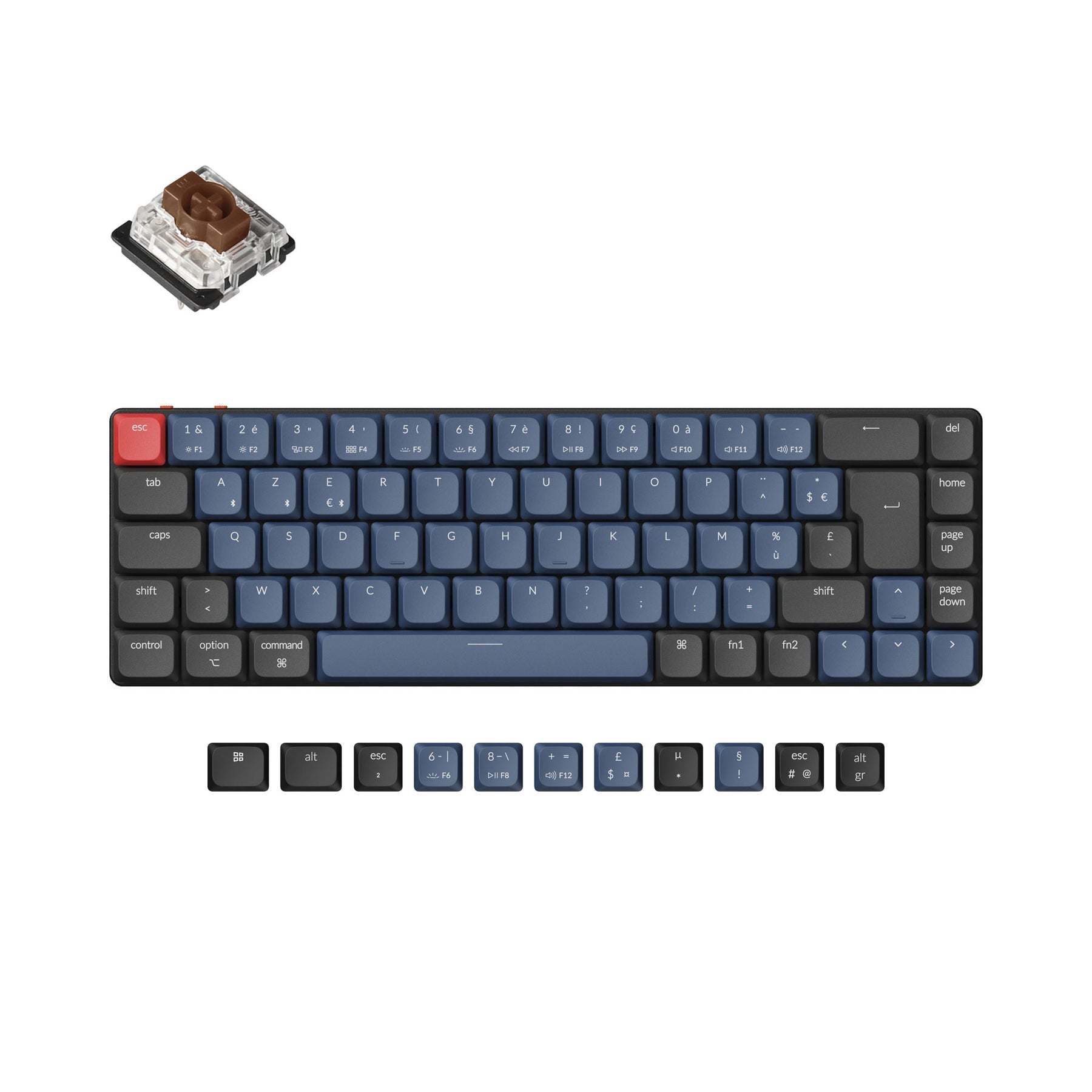 Colección de diseño ISO de teclado mecánico personalizado inalámbrico Keychron K7 Pro QMK/VIA