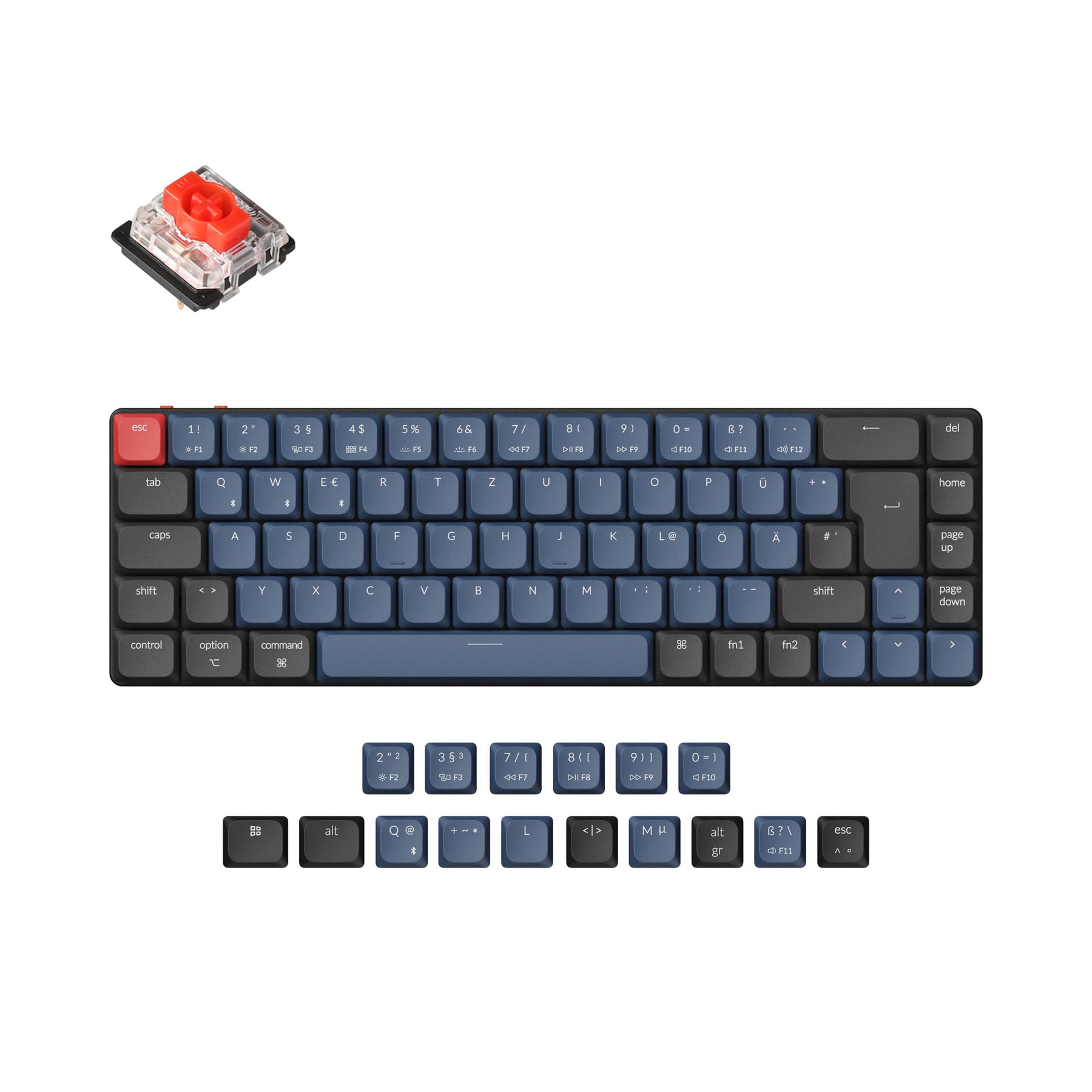 Colección de diseño ISO de teclado mecánico personalizado inalámbrico Keychron K7 Pro QMK/VIA