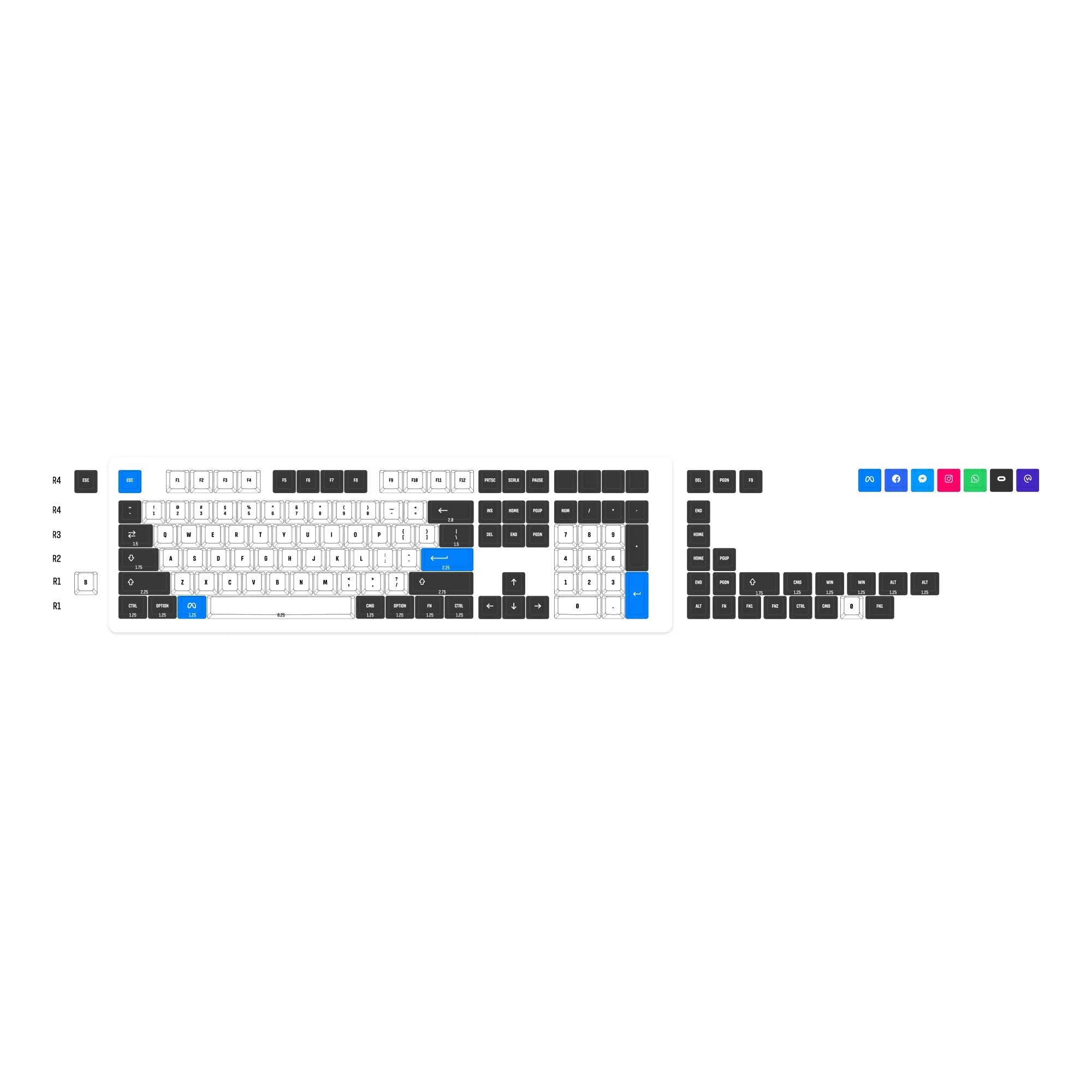 Juego completo de teclas OEM Dye-Sub PBT - Meta