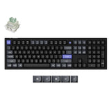 Mechanical keyboard with key switch and keycaps on a white background