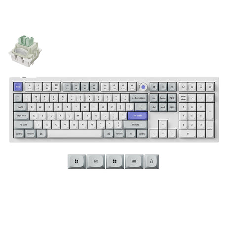 Mechanical keyboard with key switch on a white background