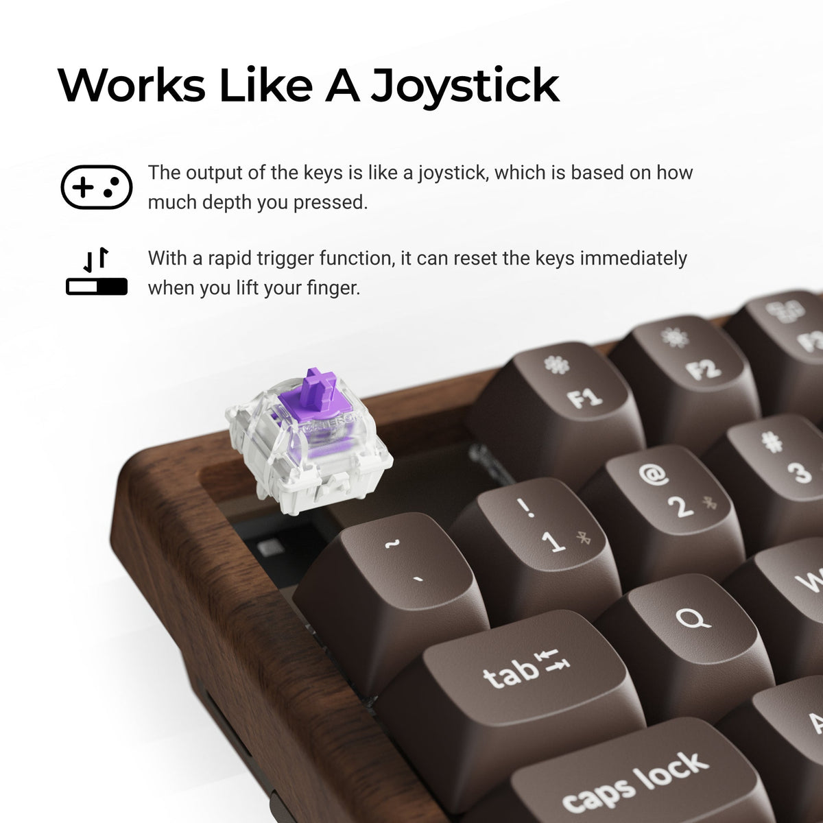 Magnetic keyboard switches provide pressure-sensitive input and rapid trigger response.