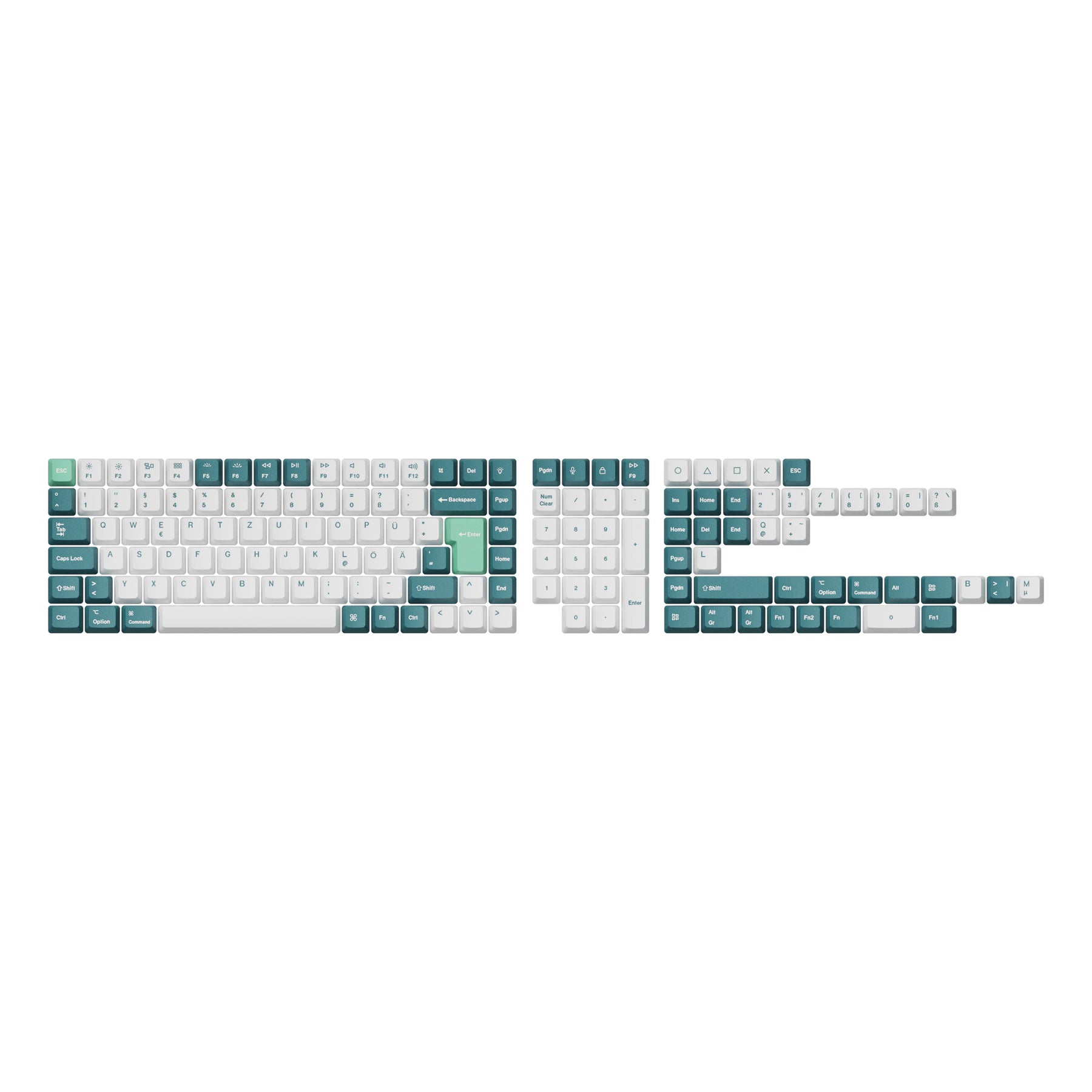 Juego completo de teclas ISO OEM Dye-Sub PBT - Menta blanca