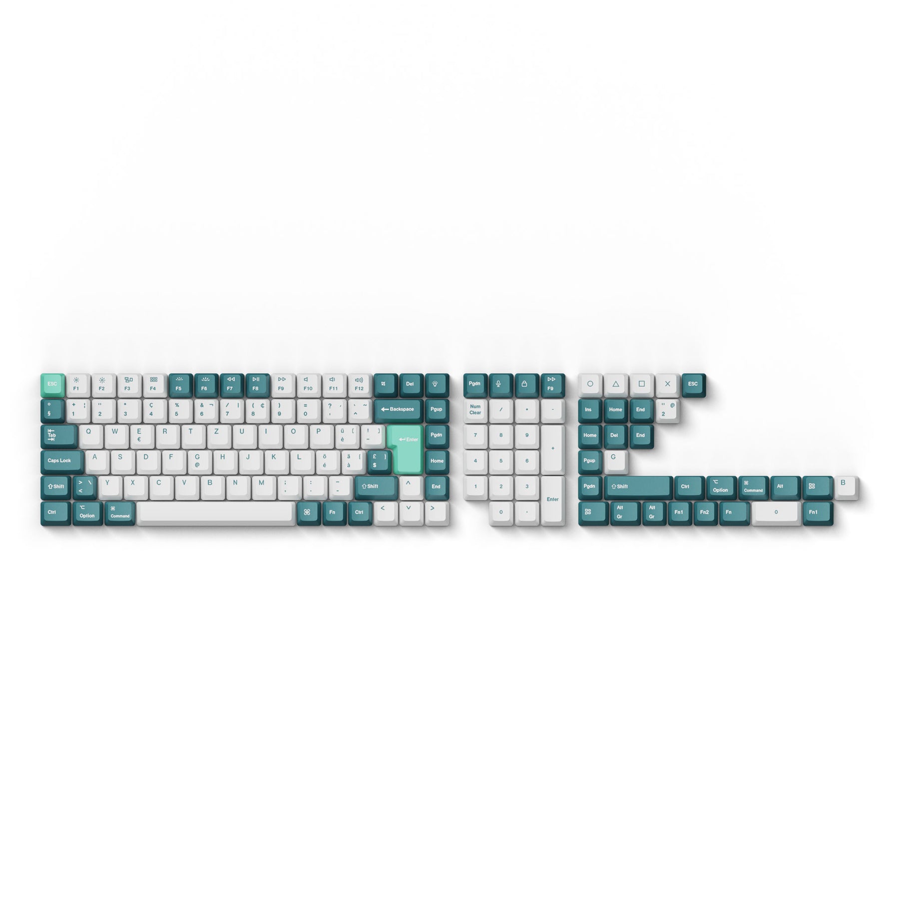 Juego completo de teclas ISO OEM Dye-Sub PBT - Menta blanca