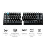 Two mechanical keyboards with features listed on a white background