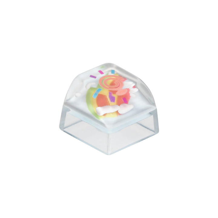 Capuchón artesanal para tecla de resina Arcoíris y Sol