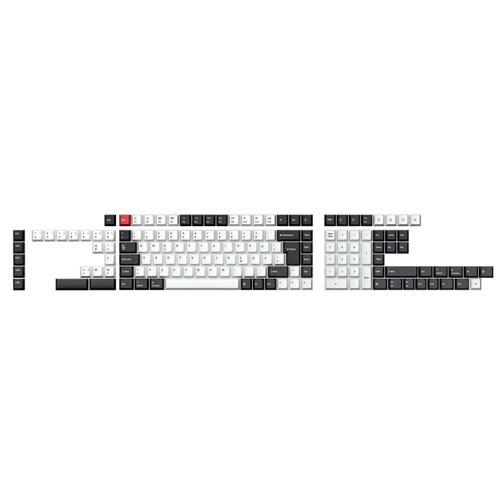 ISO Layout Cherry Profile Dye-Sub PBT Full Keycap Set - Black and White