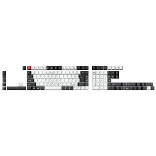 ISO Layout Cherry Profile Dye-Sub PBT Full Keycap Set - Black and White