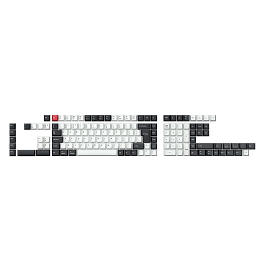 ISO Layout Cherry Profile Dye-Sub PBT Full Keycap Set - Black and White