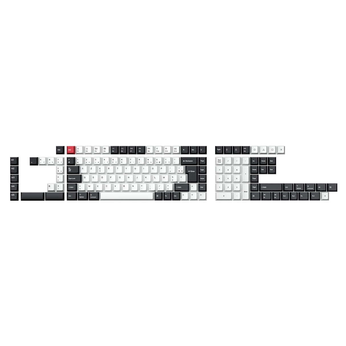 ISO Cherry Profile Dye-Sub PBT Full Set Keycap Set - Black White
