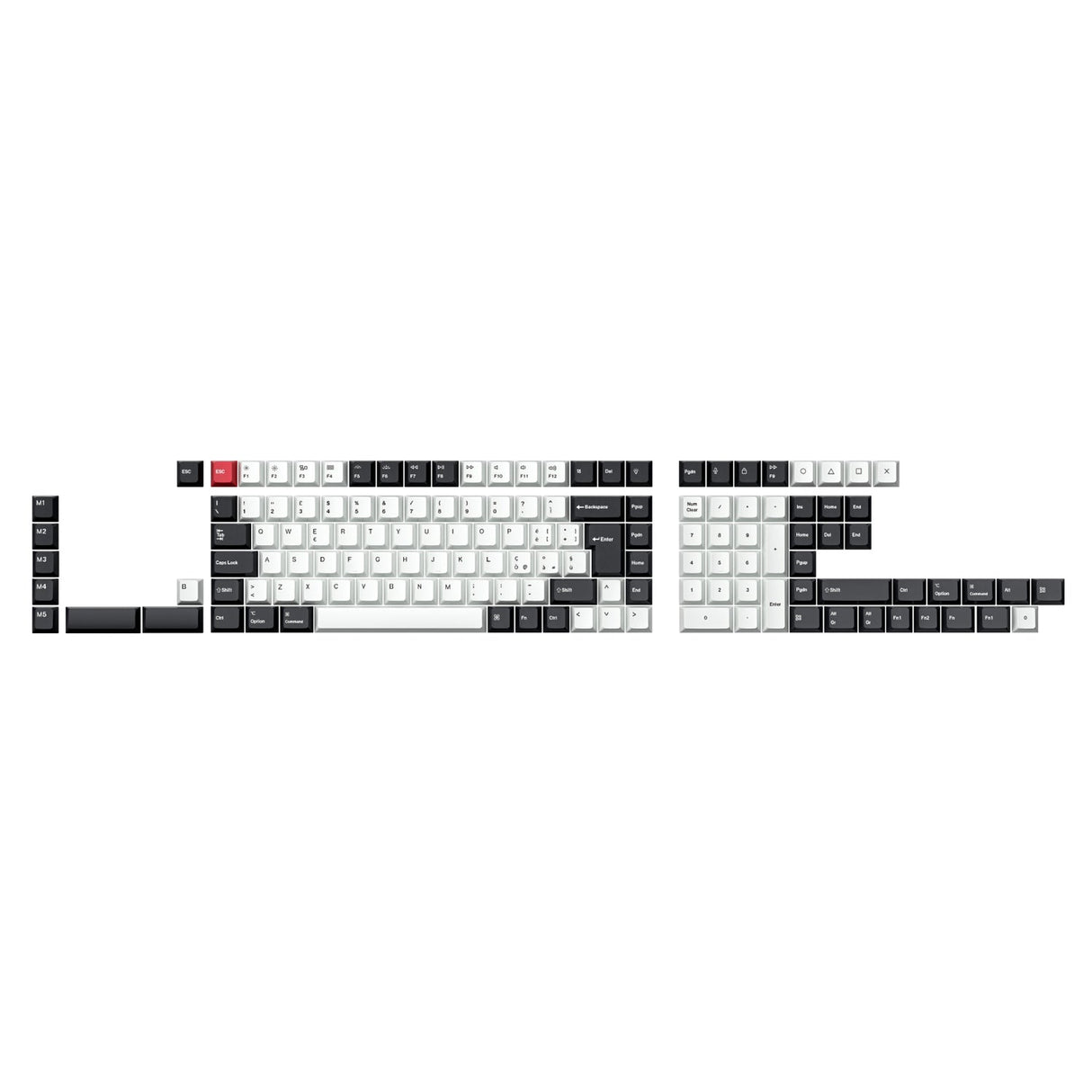 ISO Cherry Profile Dye-Sub PBT Full Set Keycap Set - Black White