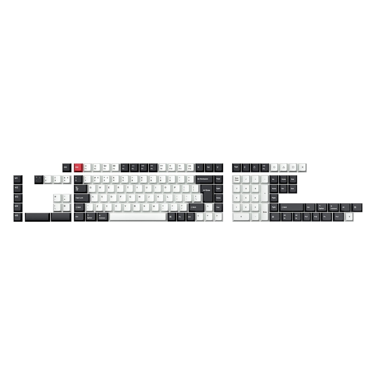 ISO Cherry Profile Dye-Sub PBT Full Set Keycap Set - Black White