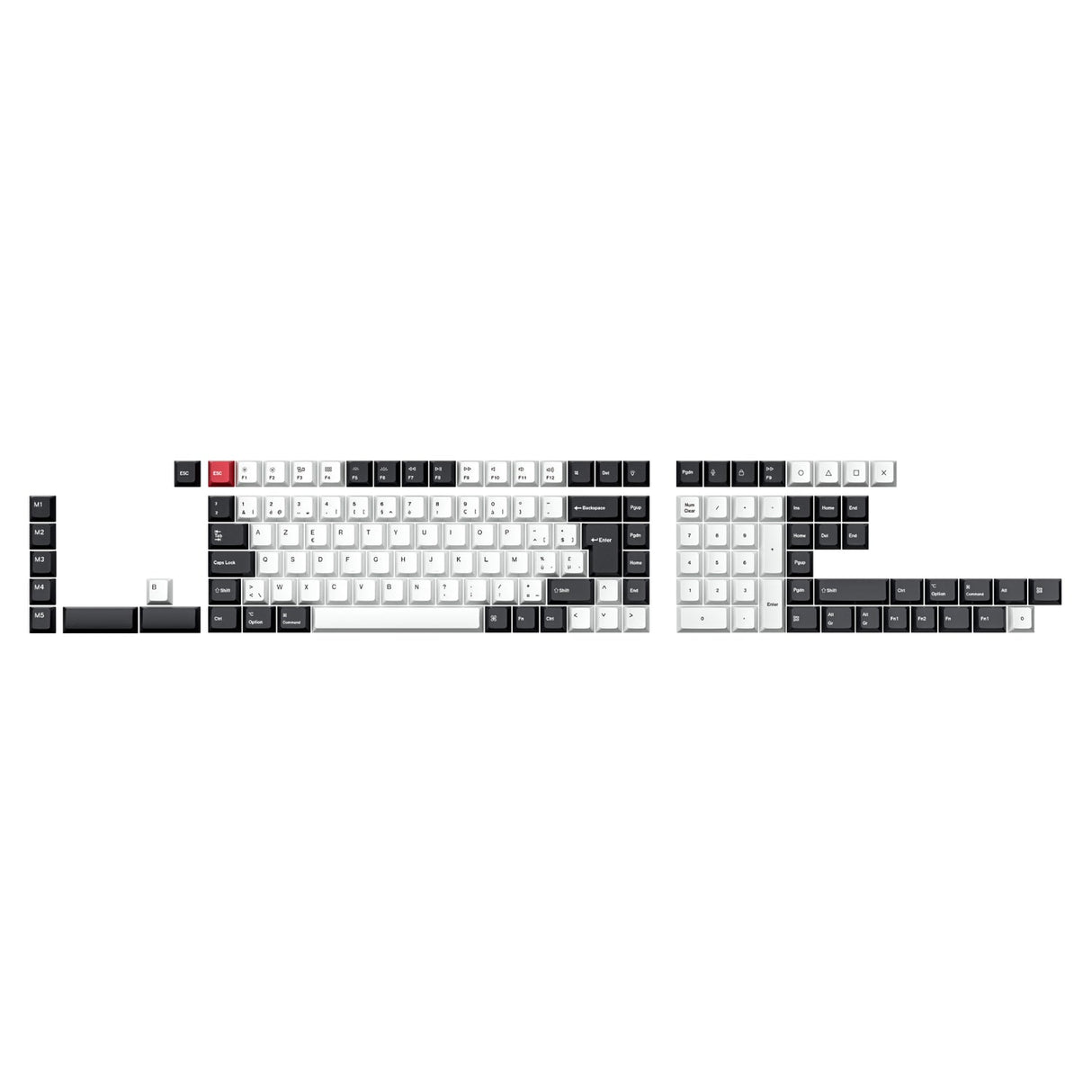 ISO Cherry Profile Dye-Sub PBT Full Set Keycap Set - Black White