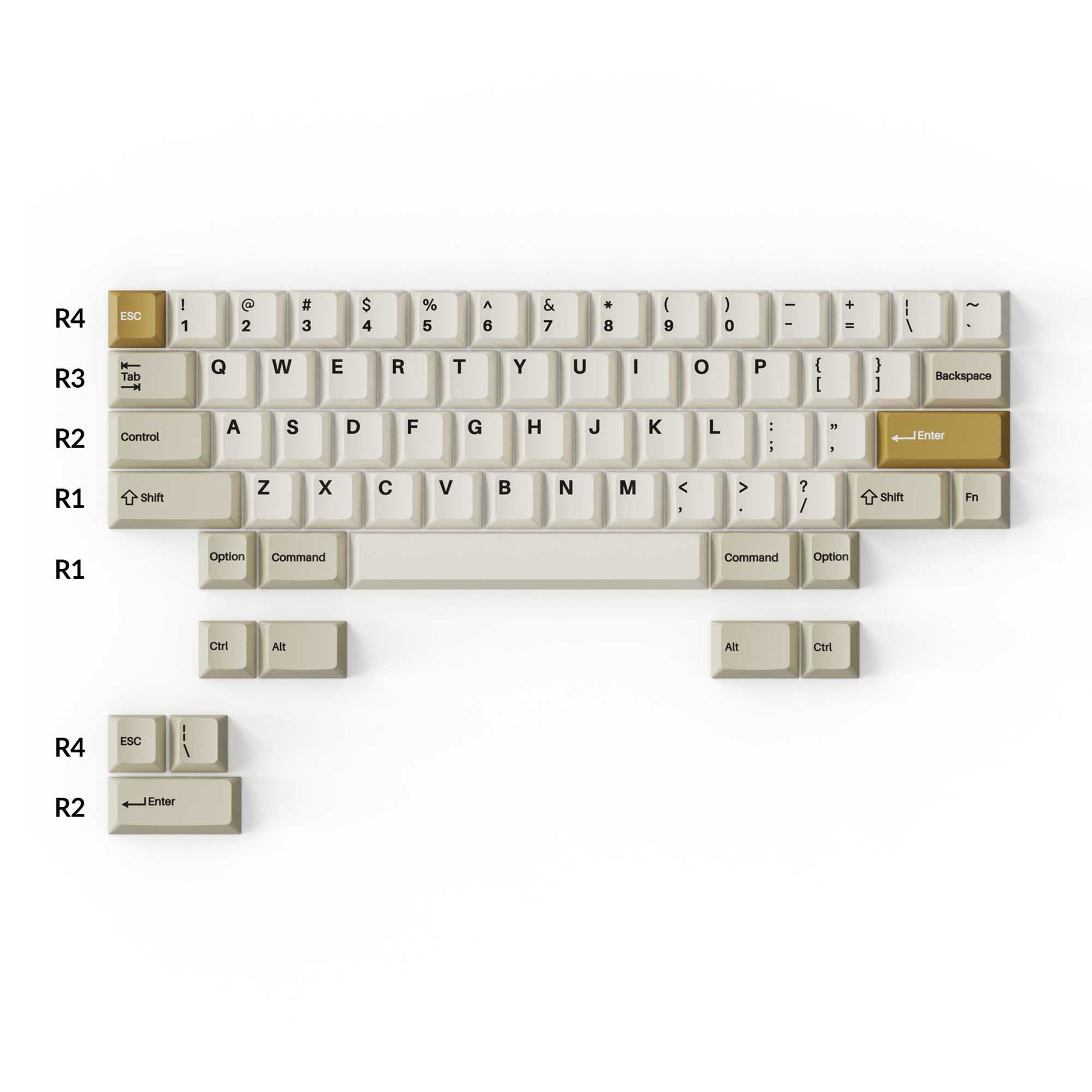 Juego completo de teclas PBT de doble disparo - Camel