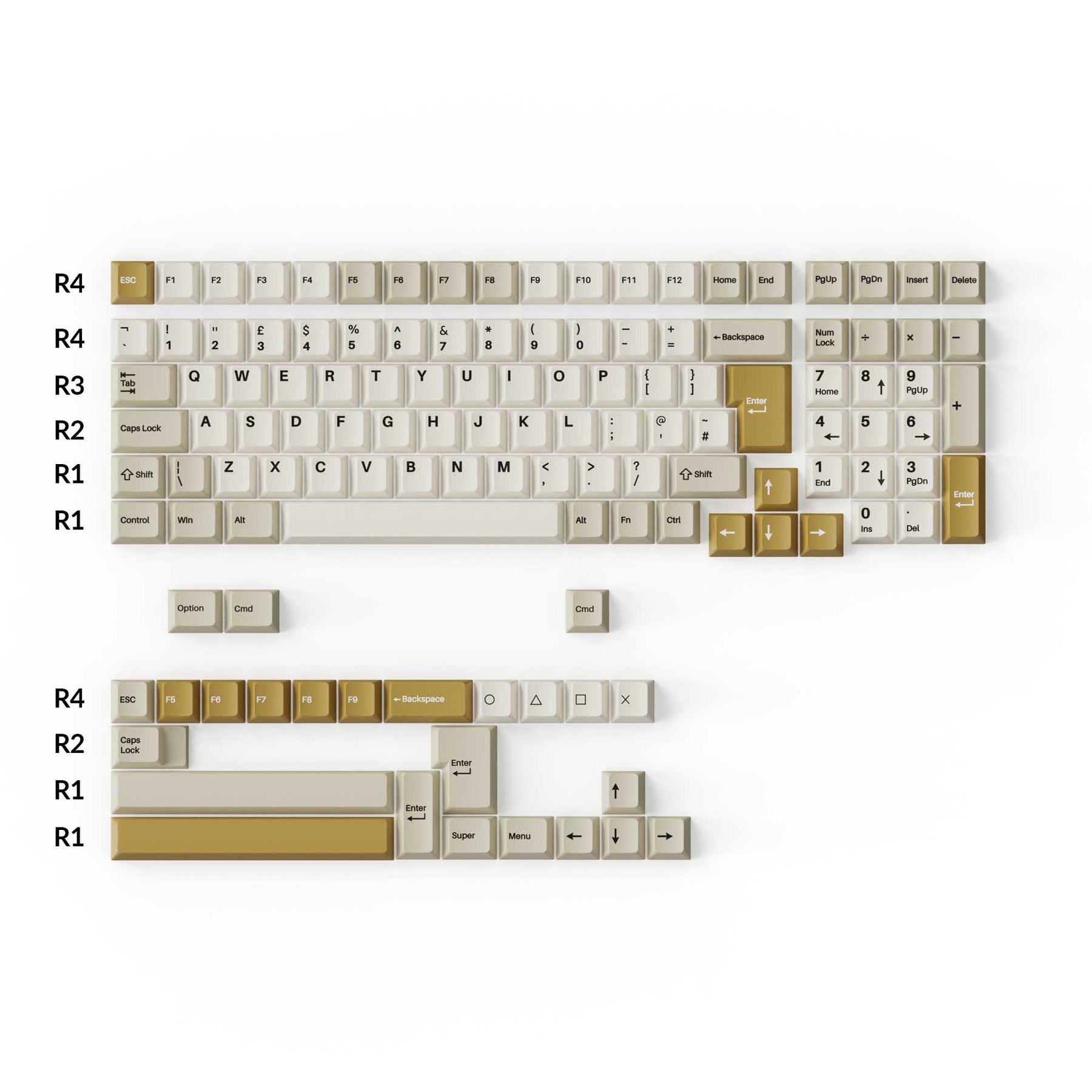 Juego completo de teclas PBT de doble disparo - Camel