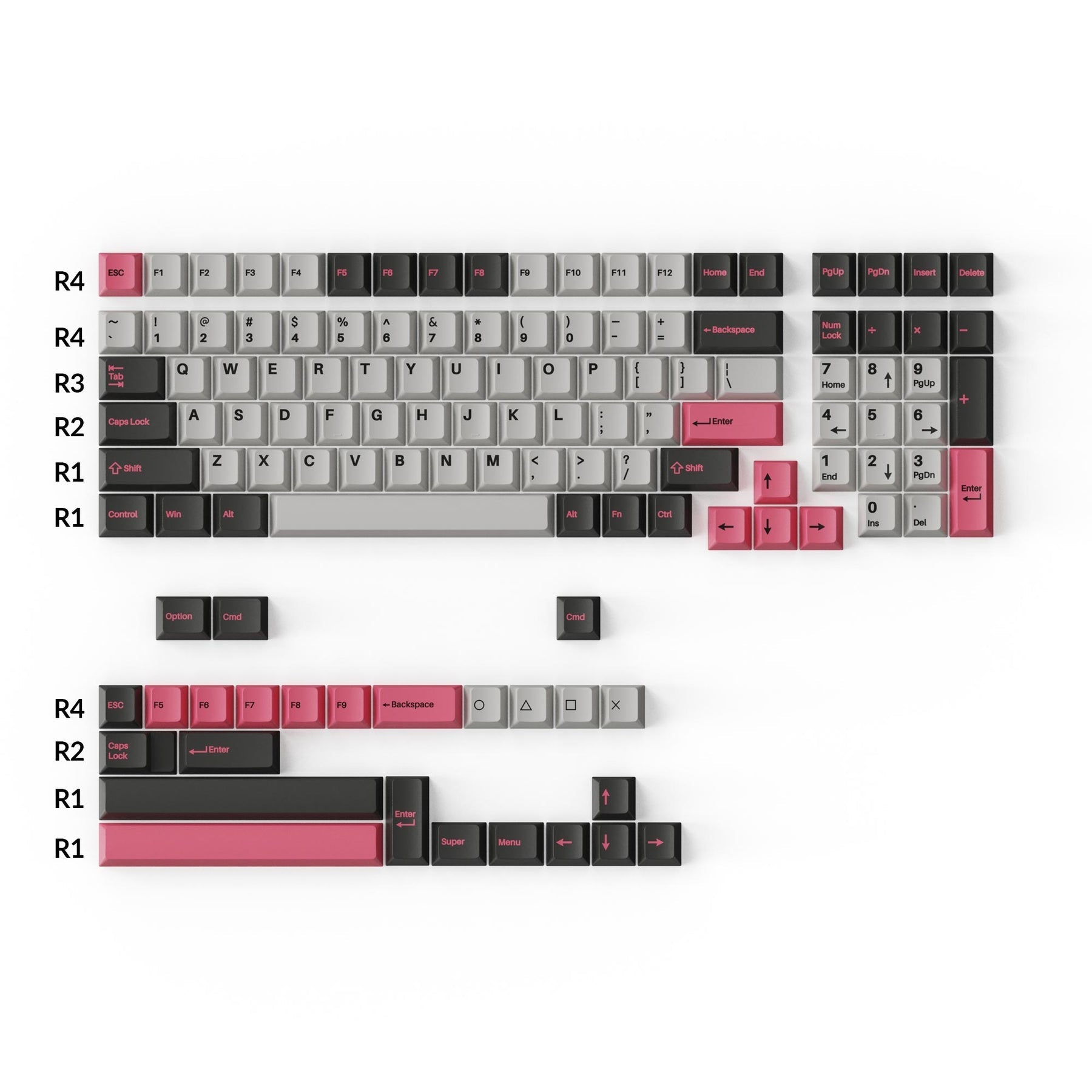 Double-Shot PBT Full Set Keycaps - Dolch Pink