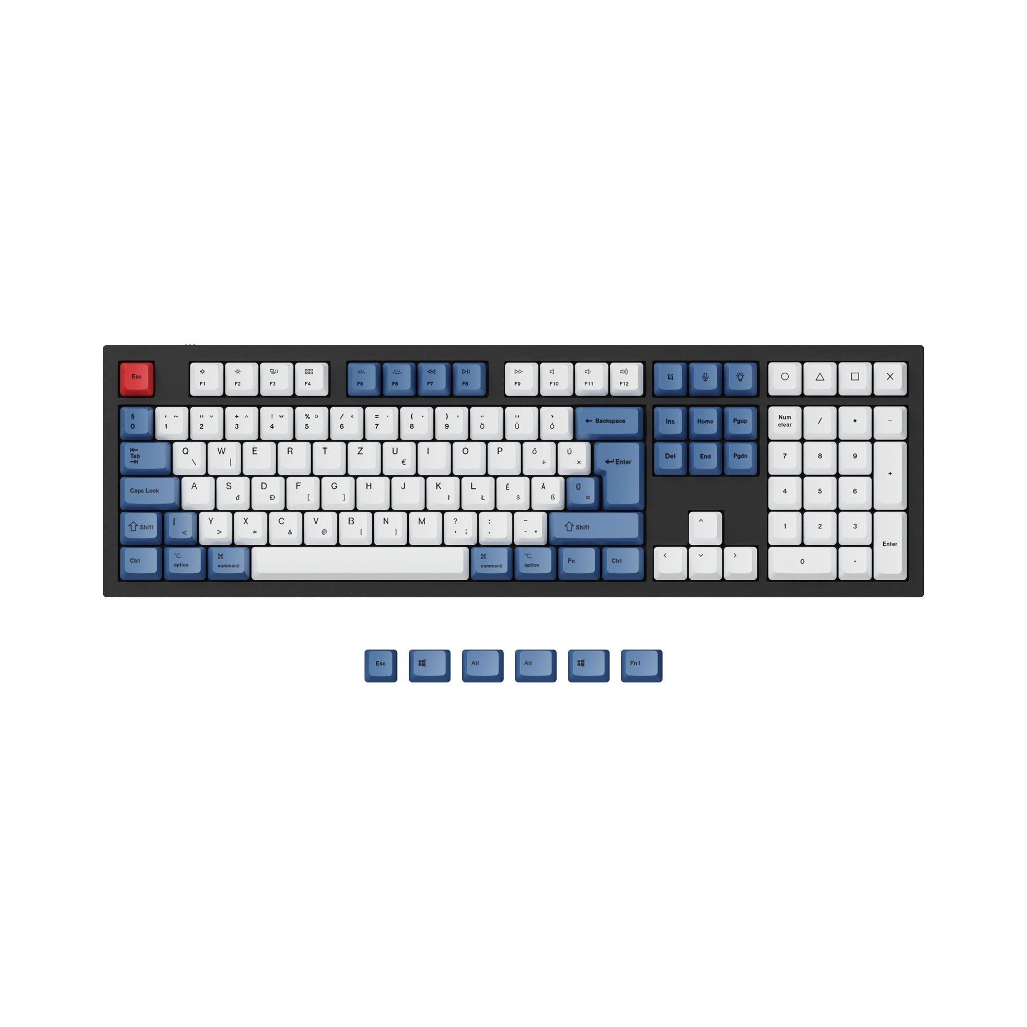 ISO ANSI Layout OEM Dye Sub PBT Keycap Set Blue Color For Q3 Q4 Q6 and K8 Keyboard Hungarian Layout
