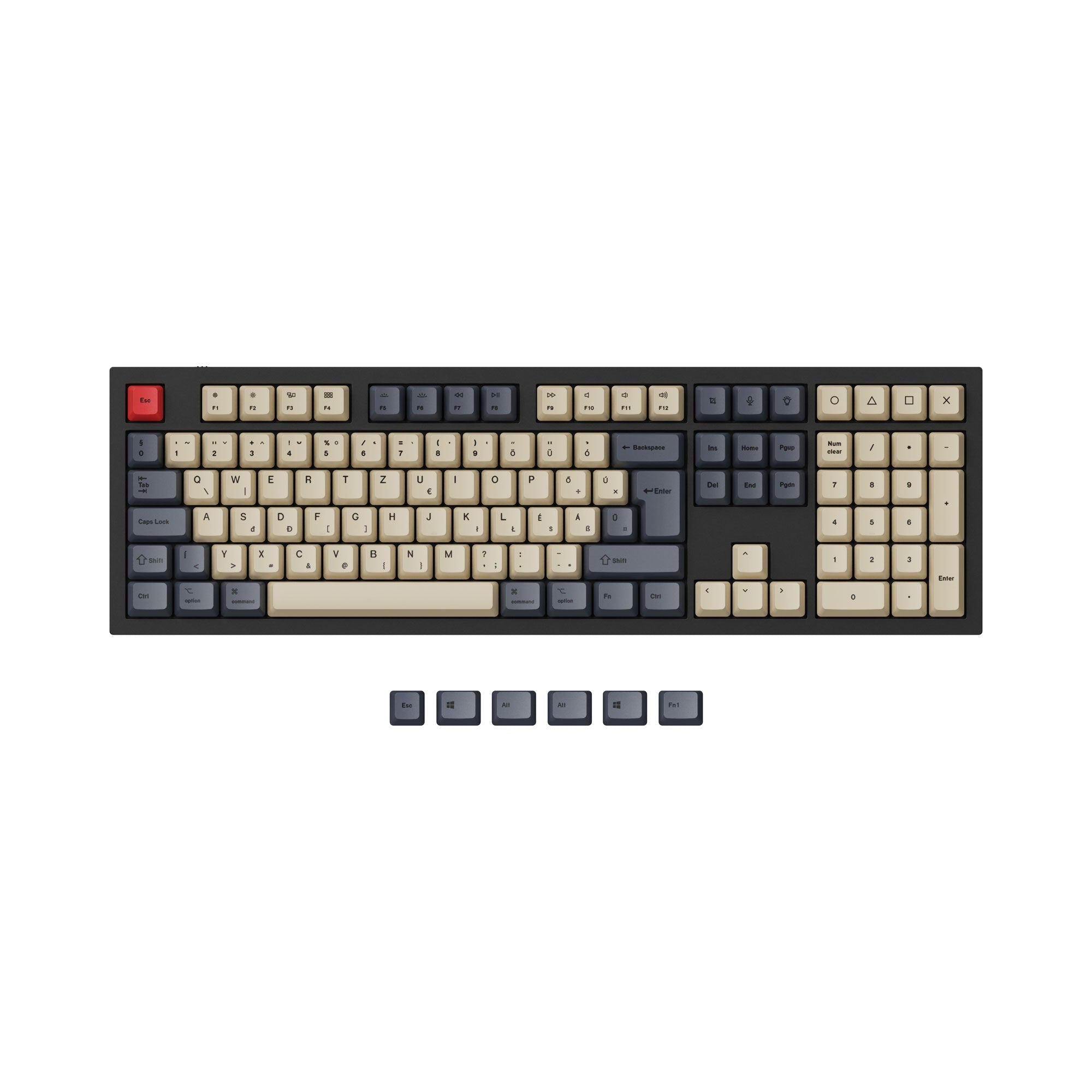 ISO ANSI Layout OEM Dye Sub PBT Keycap Set Carbon Color For Q3 Q4 Q6 and K8 Keyboard Hungarian Layout