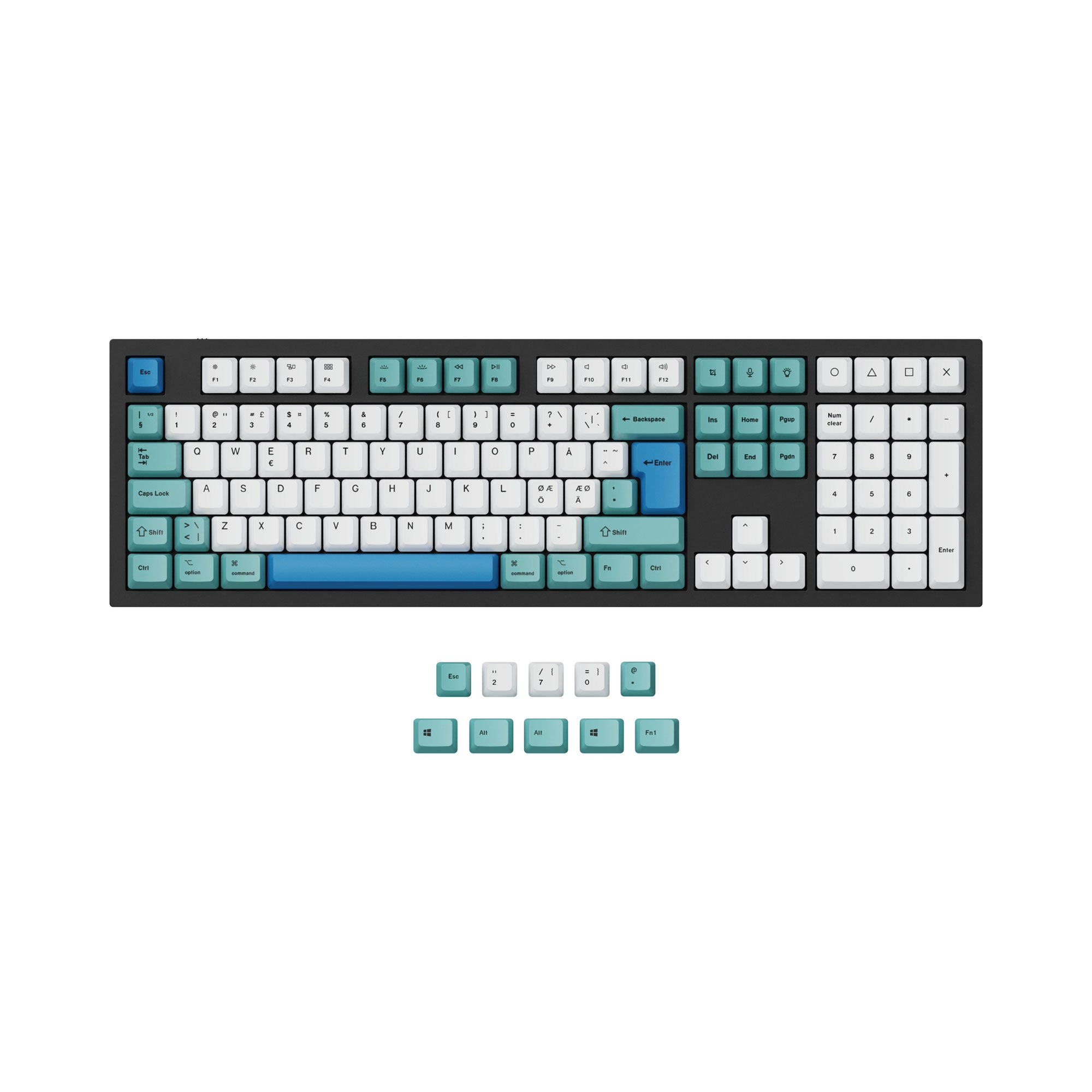 ISO ANSI OEM Dye Sub PBT Keycap Set Iceberg Color Nordic Layout For Q3 Q4 Q6 K8 Keyboard