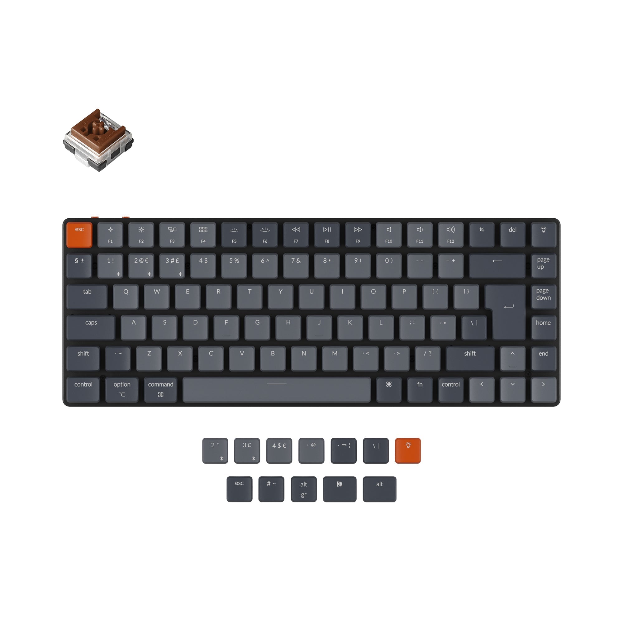 Keychron K3 ultra slim Hot swappable wireless mechanical keyboard Mac Windows iOS Android White backlight aluminum frame low profile Keychron Optical switch brown uk iso layout